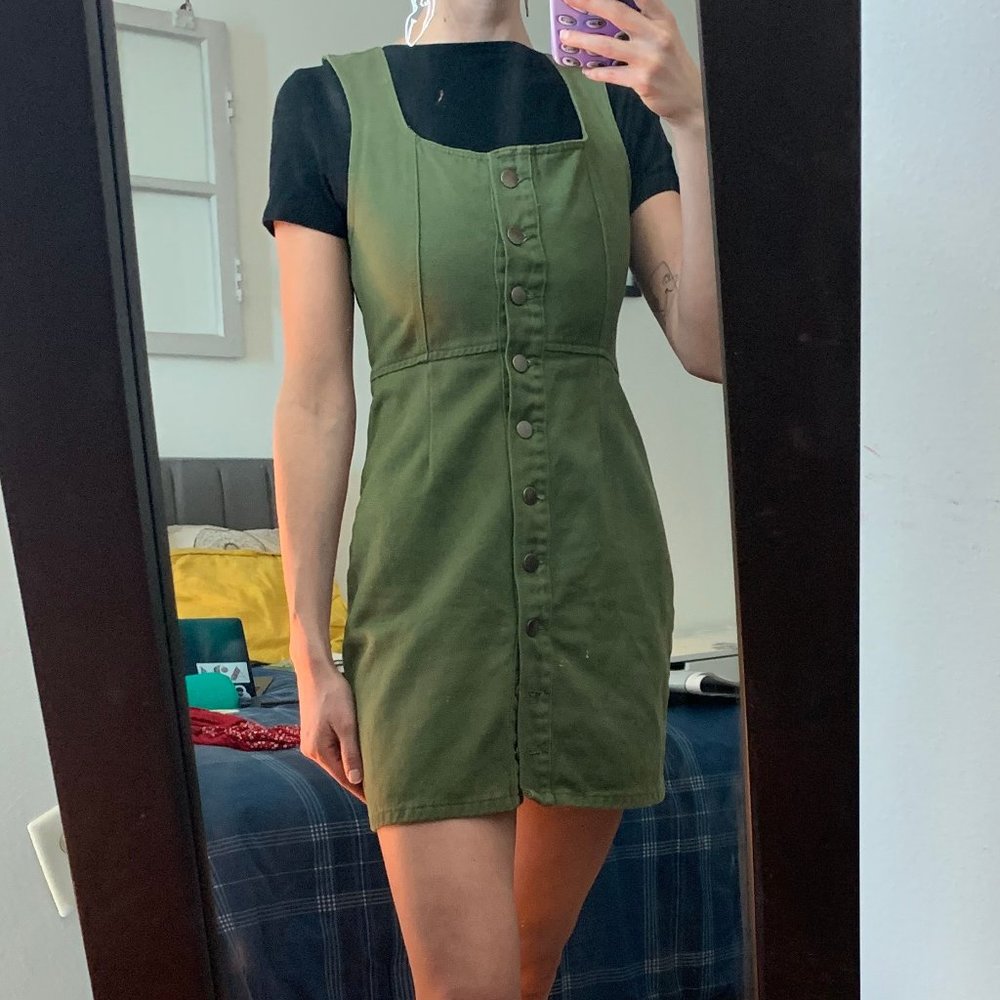 Button-Up Tank Dress (moss denim)